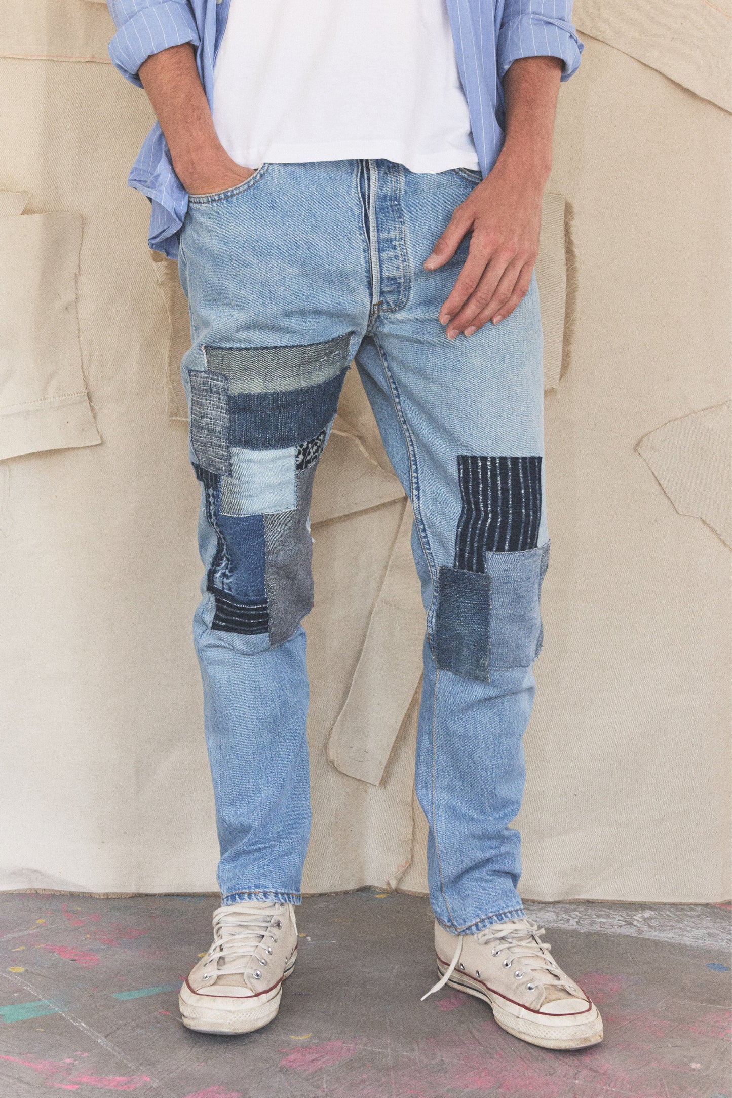 Jean 1995 501 Levi's patchwork repaired (unisexe)