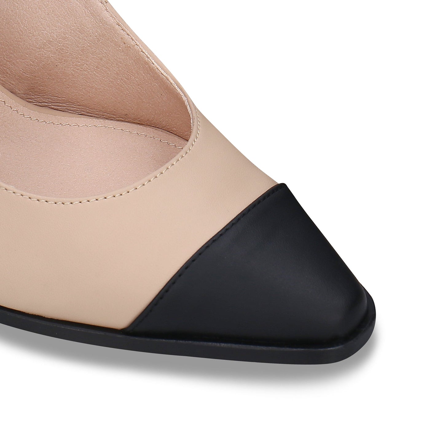 clàsica puntera negro beige calzado abierto