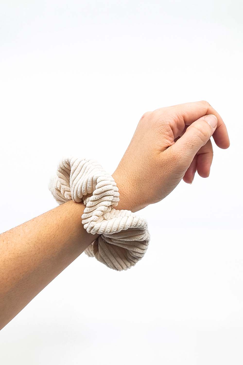 Scrunchie Hubertine velours côtelé écru