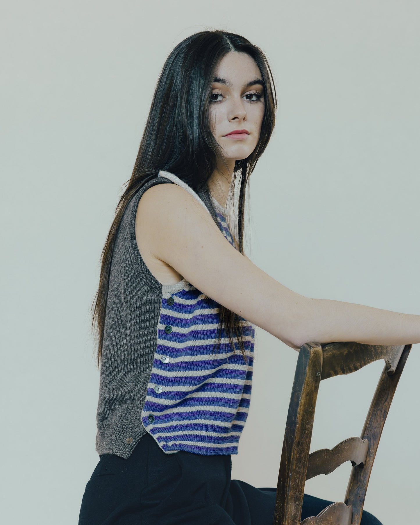 Pull Cassiopée rayé bleu écru et violet
