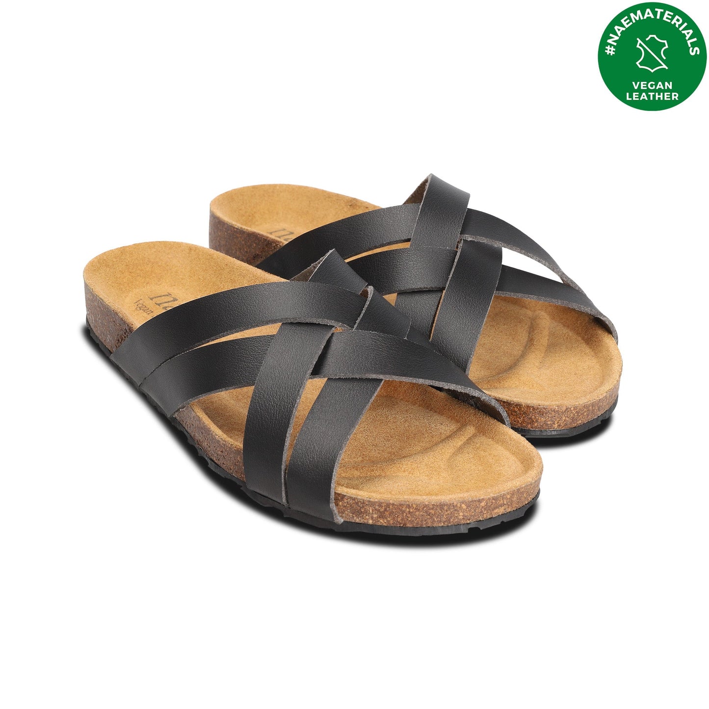 Vegane Sandalen flache rückenfreie Criss-Cross ergonomisch gepolstertem Fußbett | NAE