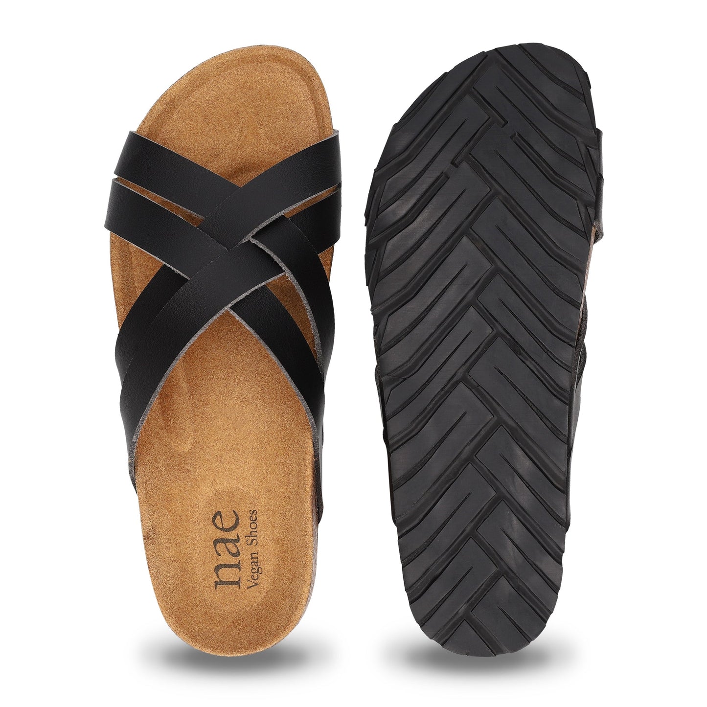 Sandales véganes microfibre talon ouvert avec bride croisée et semelle matelassé et recyclé | NAE