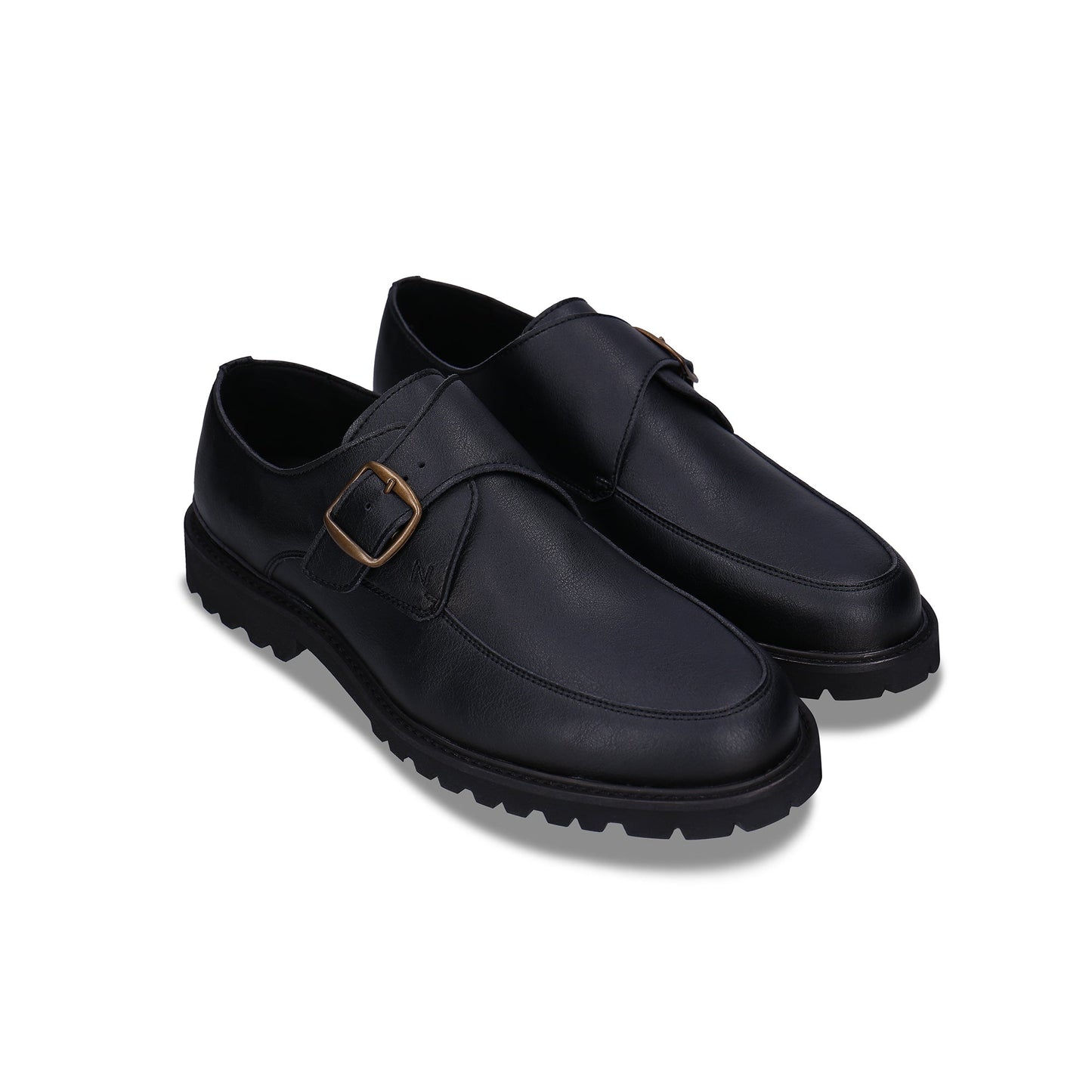 Schwarze flache vegane Loafer für Herren mit verstellbarem Riemen und Schnalle für lässige Kleidung | NAE