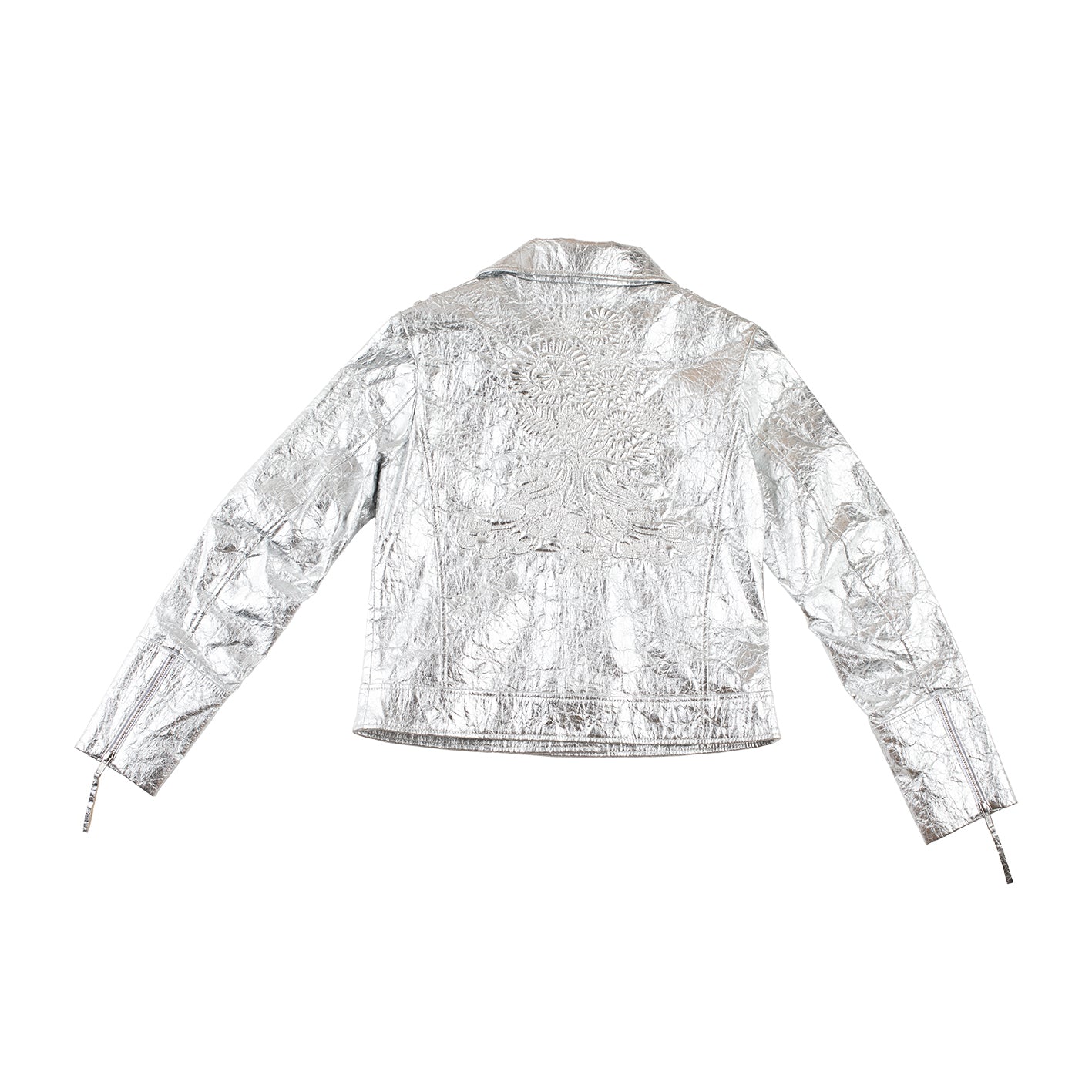 Dos broderie paons et fleurs exclusive perfecto argent