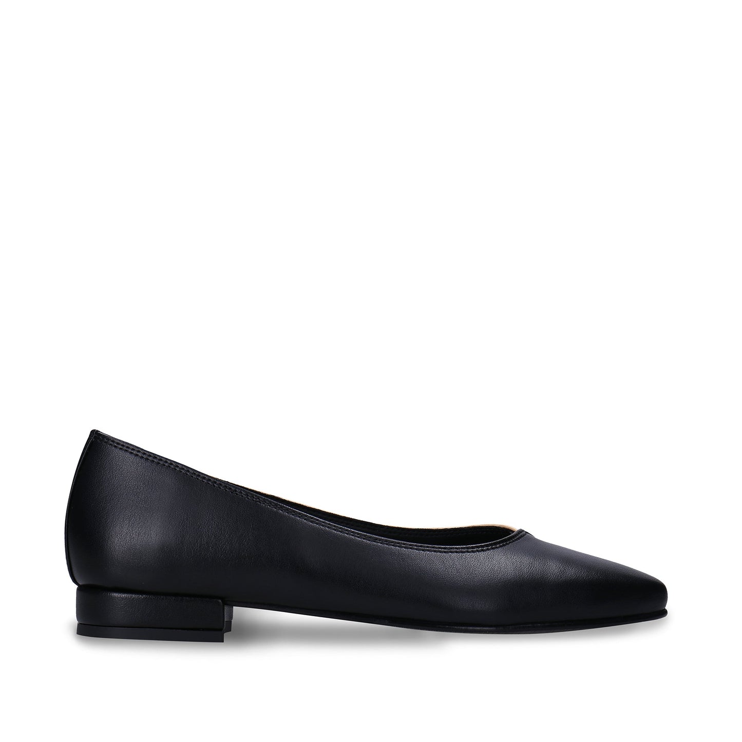 Ballerines véganes pour femme noir beige en cuir de pomme avec bout carré | NAE