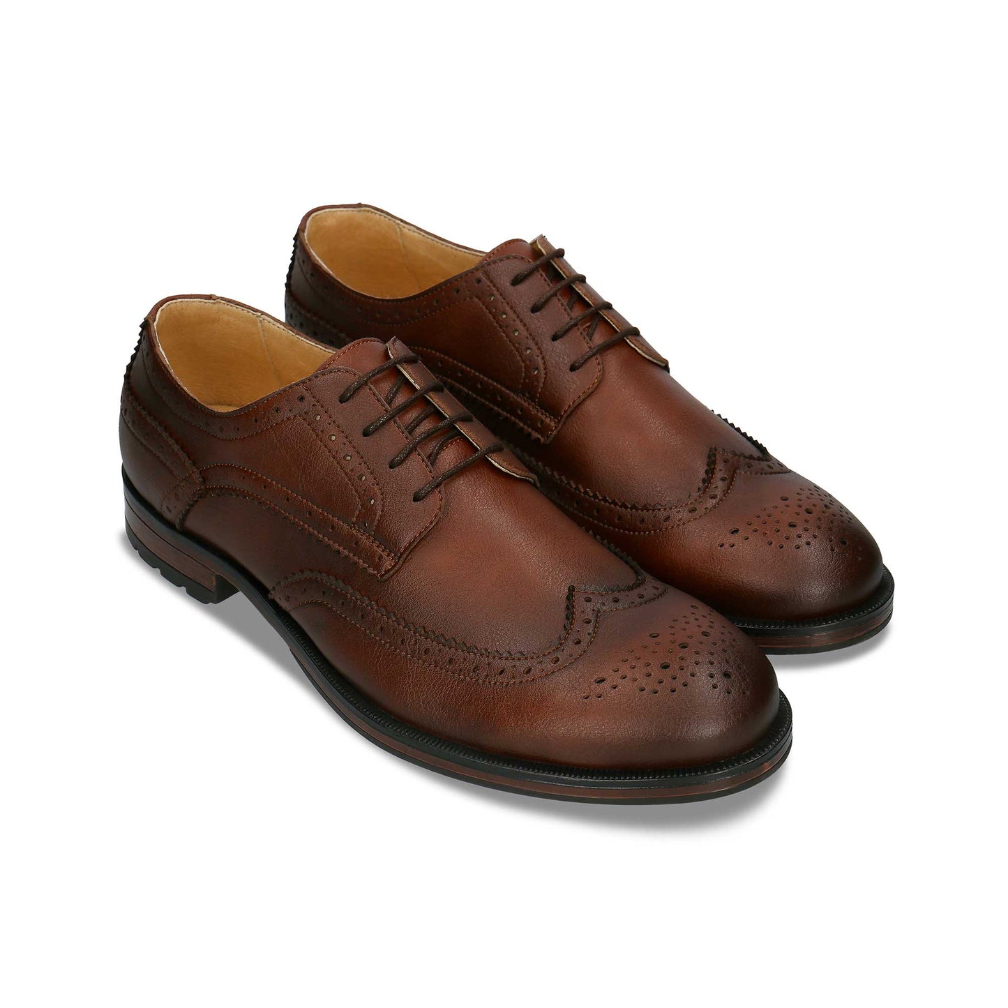 Zapatos de vestir hombre veganos brogue punta de ala picado efecto cuero | NAE