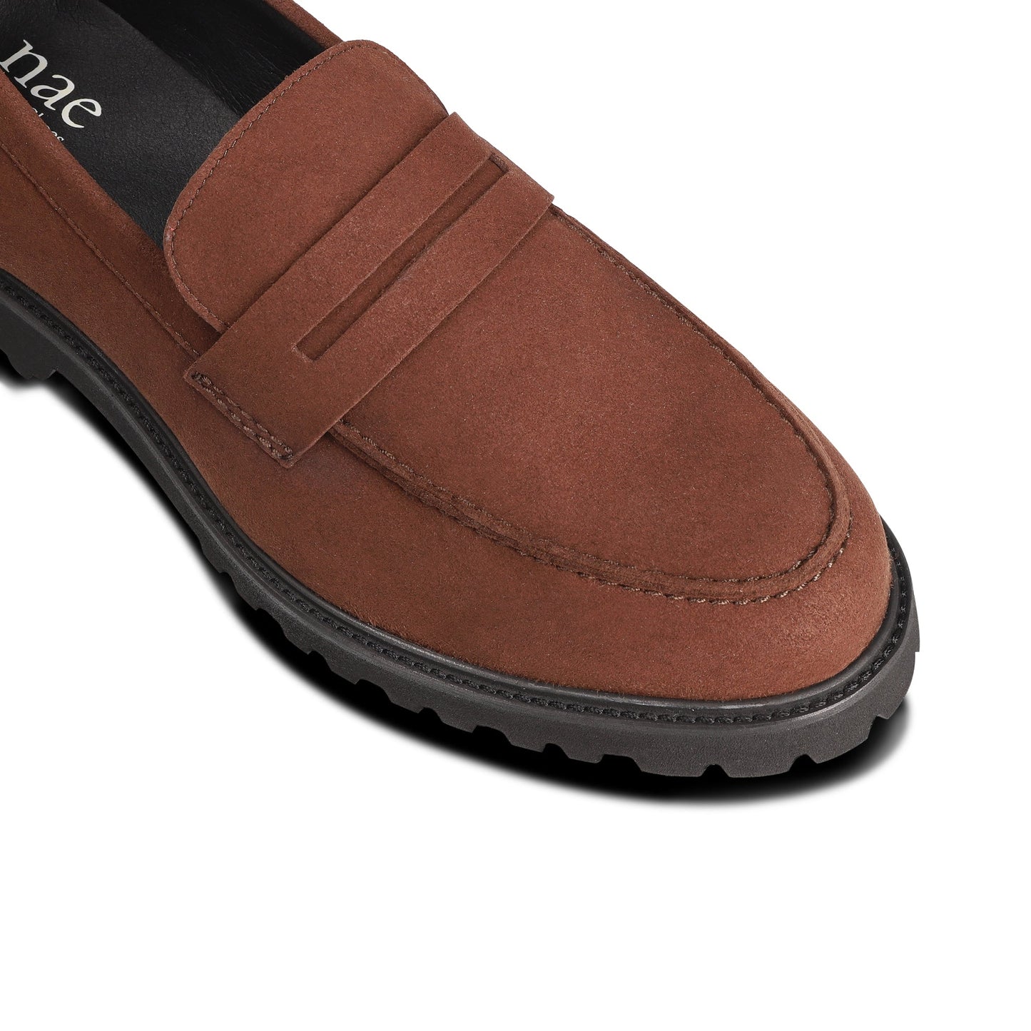 Round toe on suede crafted penny loafer shoes for men | NAE Vegan Shoes