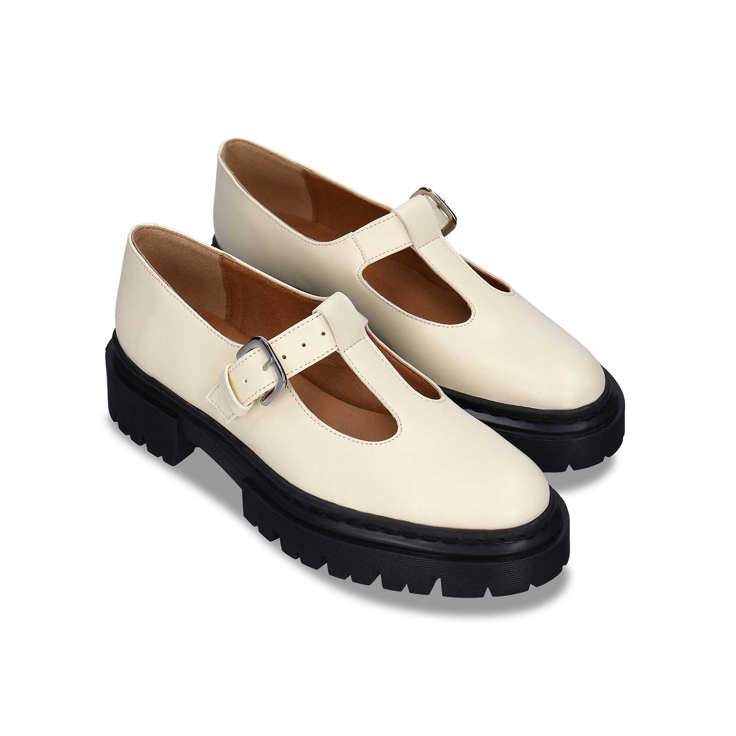 Zapatos veganos Mary Jane Merceditas en cuero vegano de piel de manzana blanco | NAE