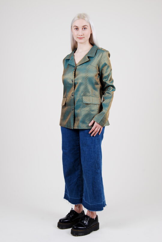 veste blazer coupe droite jacquard en polyester recyclé