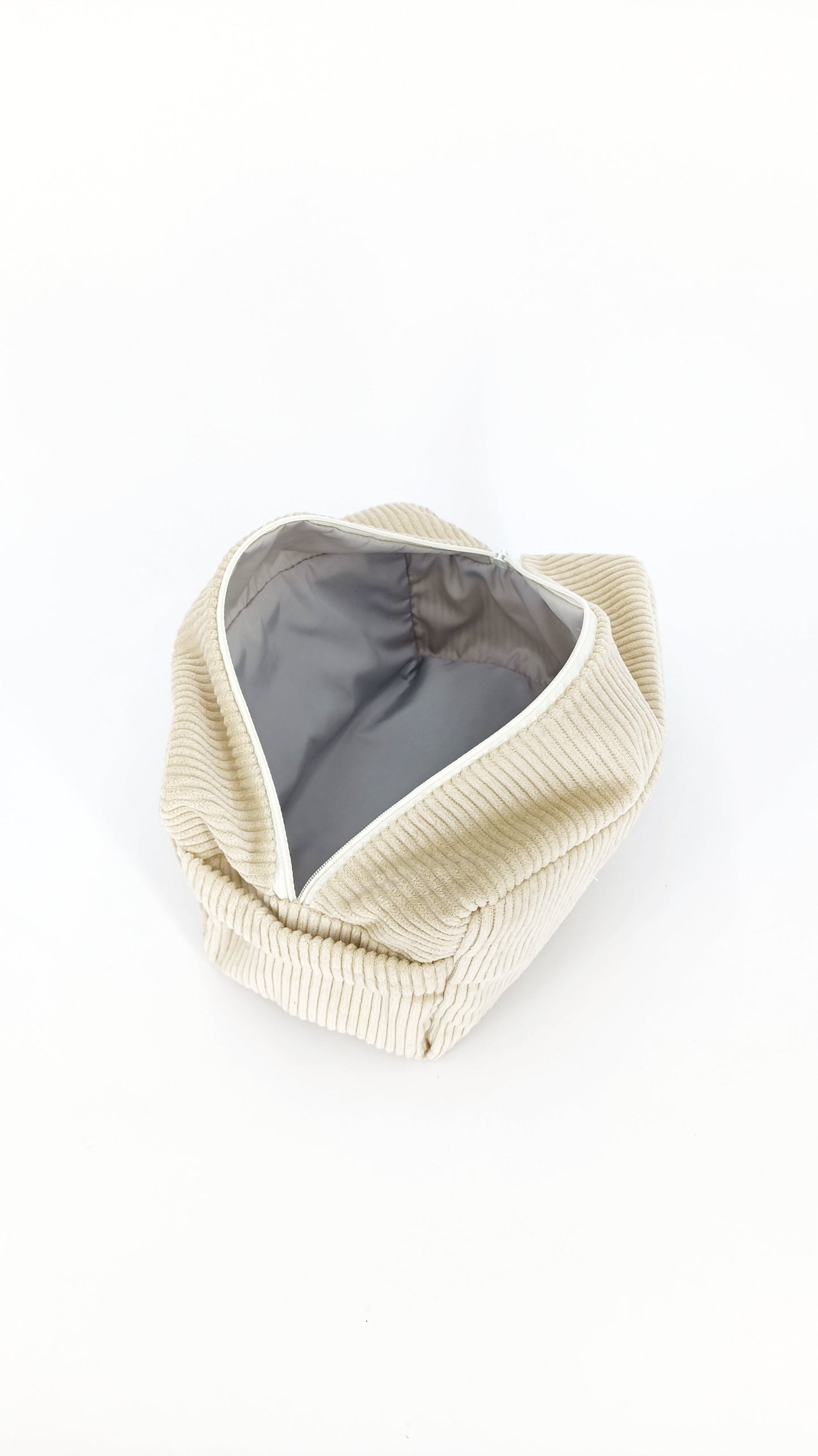 Trousse de toilette velours côtelé beige