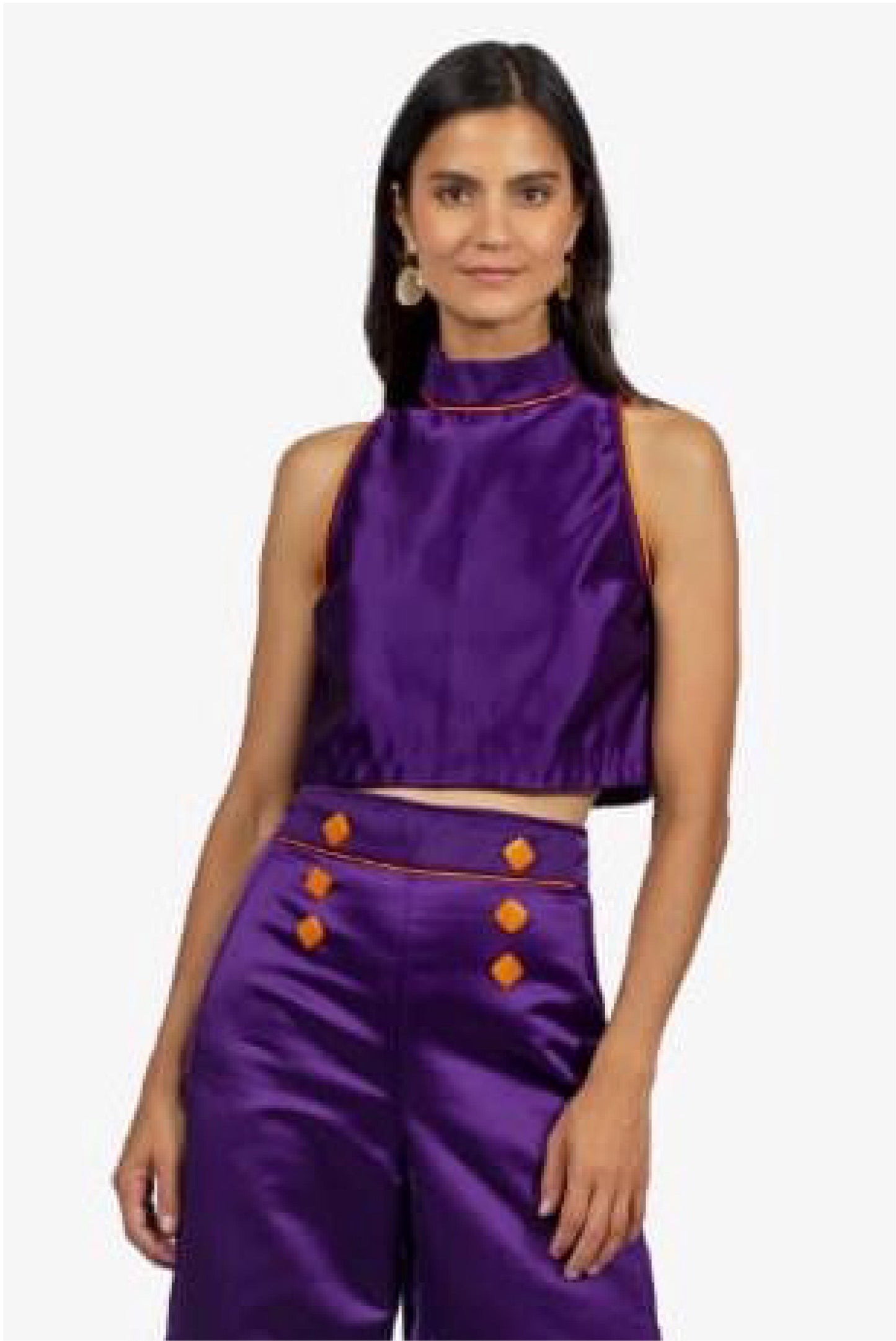 Crop top Suzette - Violet Satiné