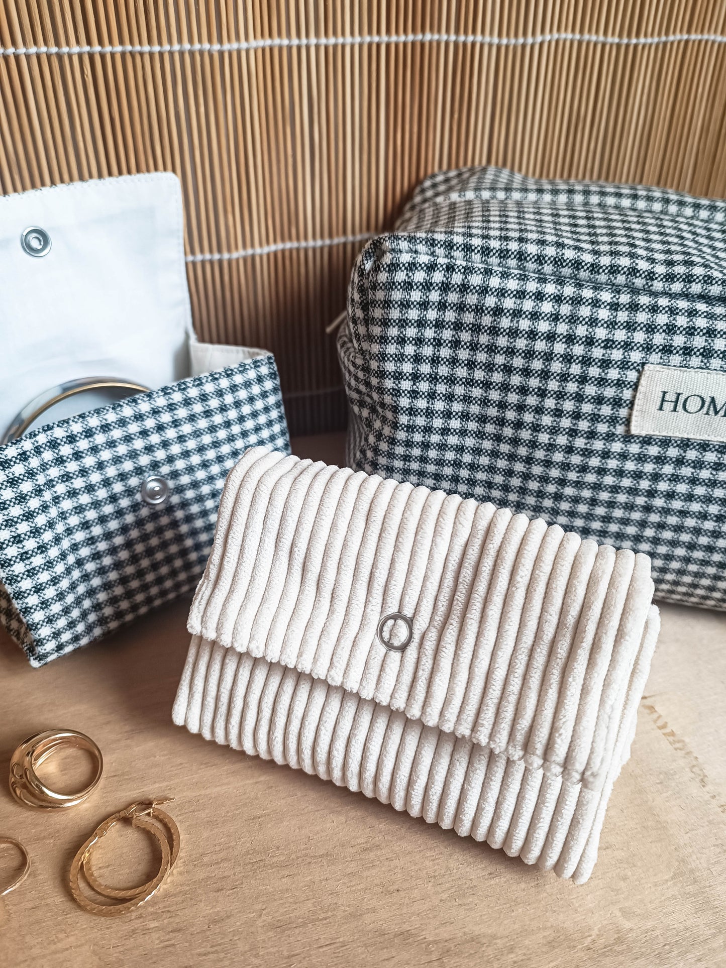 Mini pochette Françoise velours côtelé écru