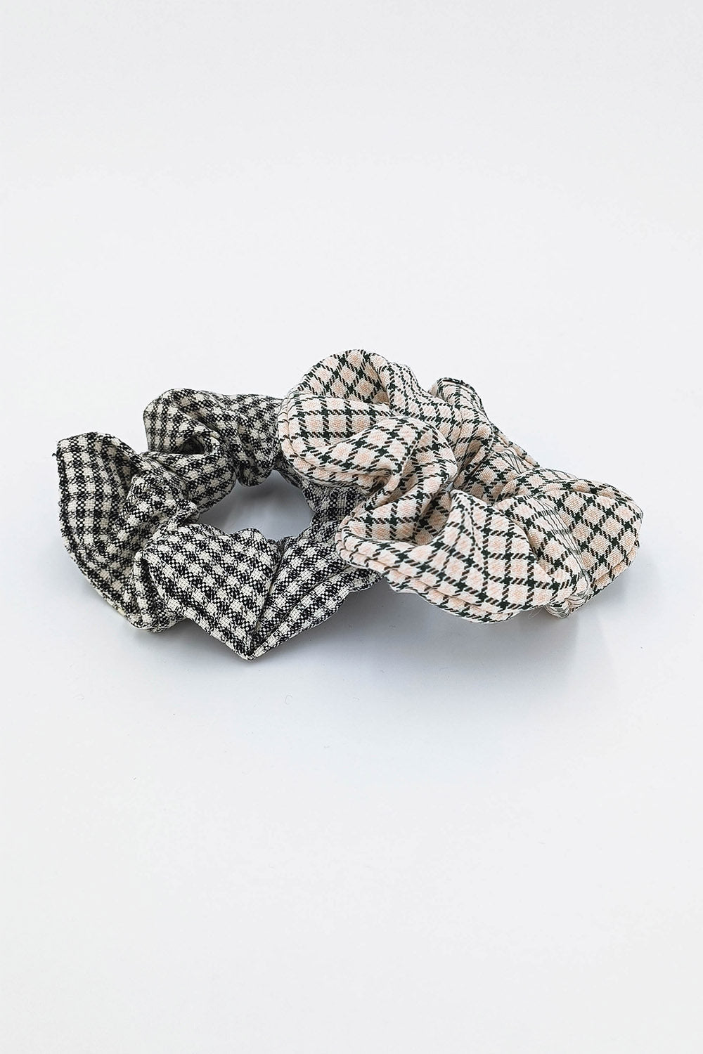 Scrunchie carreaux vert et rose