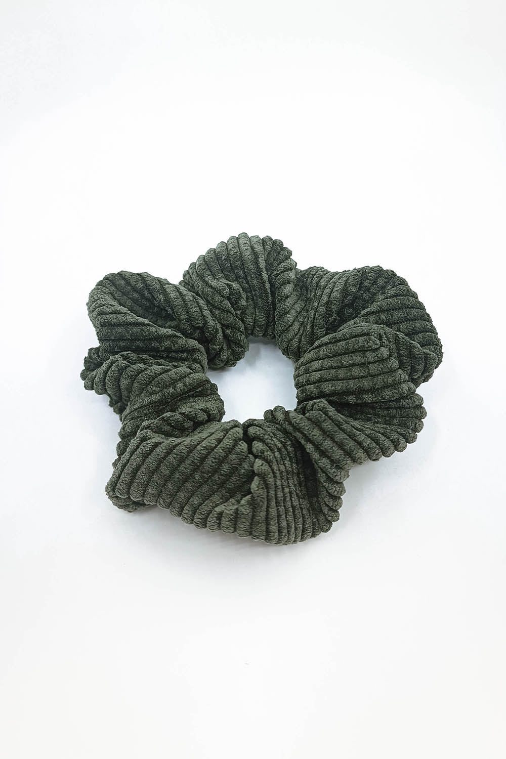 Scrunchie velours côtelé vert forêt