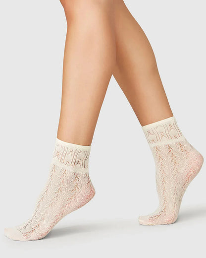 Chaussettes recyclées en crochet ivoire