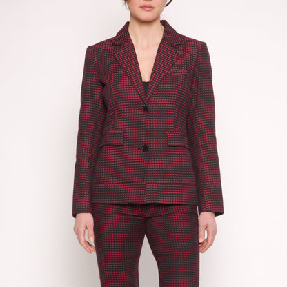 Veste Tailleur Femme - Coton - Petits carreaux rouges et noirs - NUYHENN