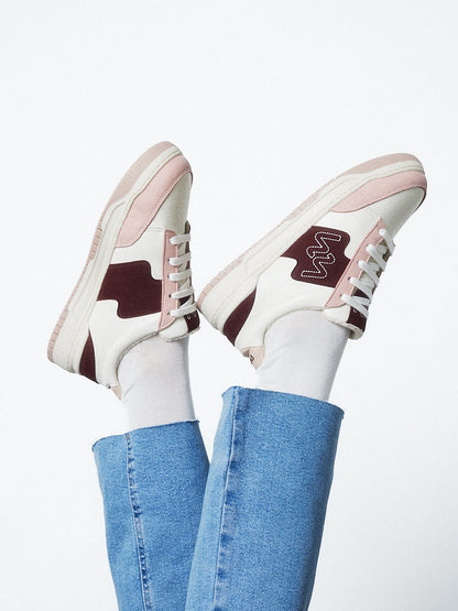 Baskets streetwear Bordeaux rose et crème
