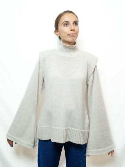 Pull Col Montant Divine Harmonie en Laine Mérinos | Pull blanc - ️ Divine Harmonie ️