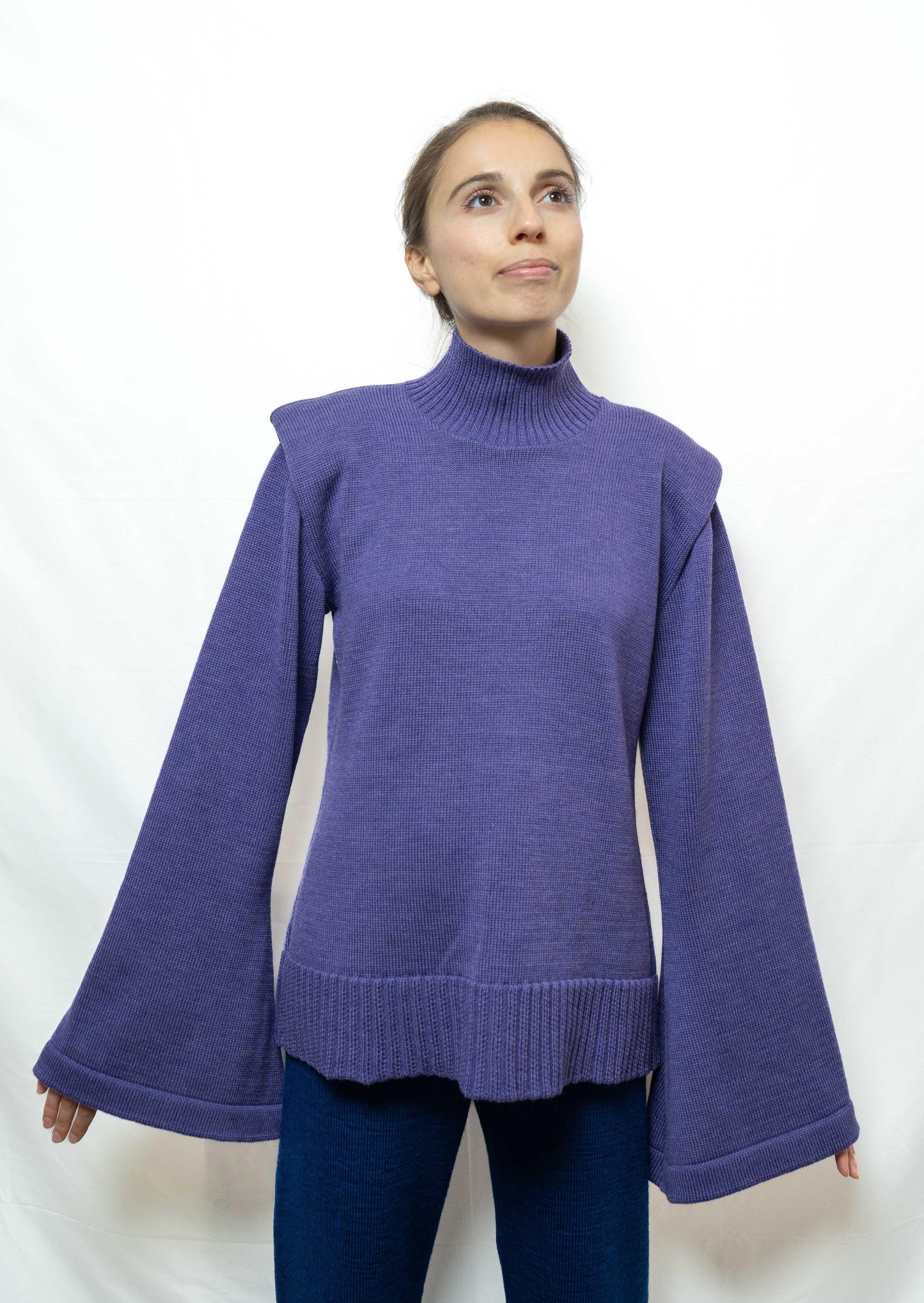 Pull Col Montant Laine Mérinos | Pull violet - Divine Harmonie