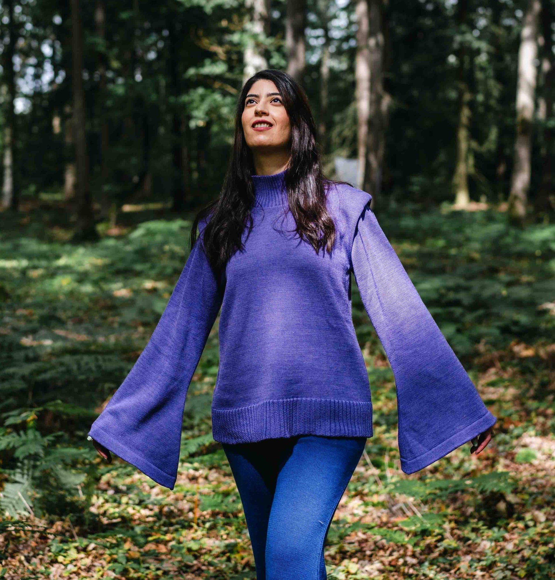 Pull Col Montant Laine Mérinos | Pull violet - Divine Harmonie