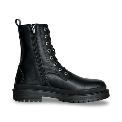 Vegan mid-calf combat boots black microfiber unisex work tactical army military