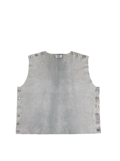 Top en cuir marron bicolore
