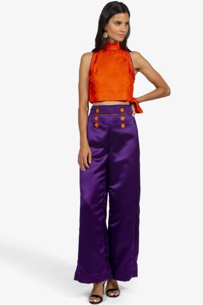 Pantalon pont Yvette - Violet Satiné