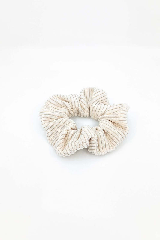 Scrunchie Hubertine velours côtelé écru