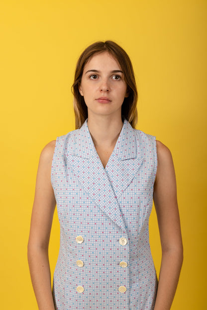 Robe Colette - Vichy bleu et rose