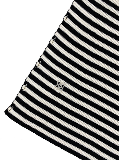 Pull Céphée en laine mérinos rayé écru et noir
