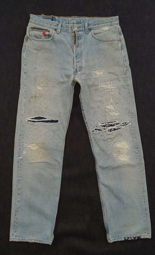 1995 501 Levi's sashiko and boro repaired (unisexe)