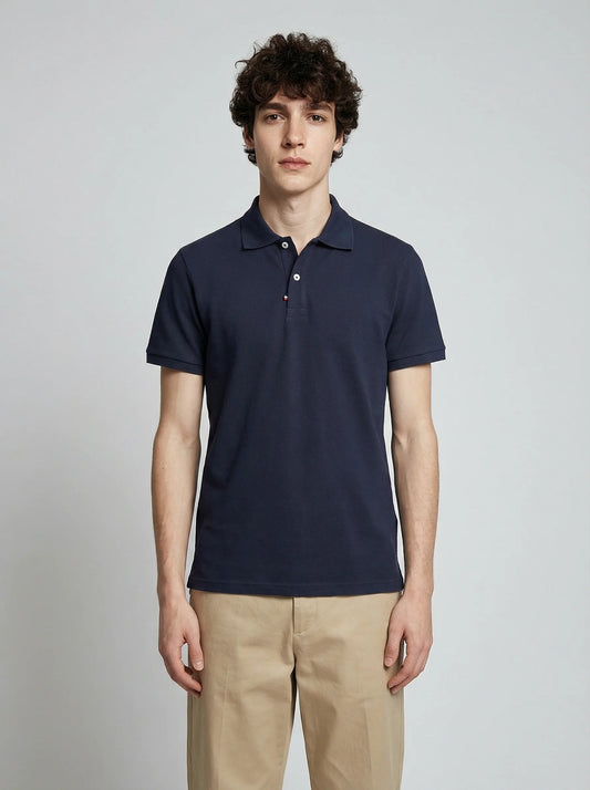 Navy Organic Cotton Polo – Made in France