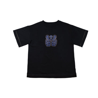 t-short noir oversize avec broderie artisanale