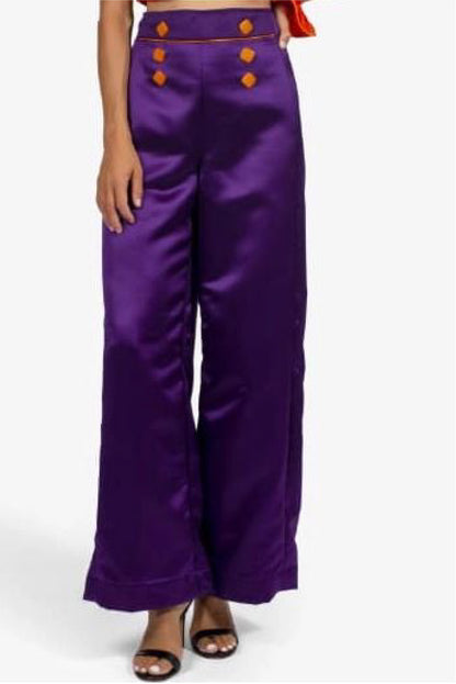 Pantalon pont Yvette - Violet Satiné