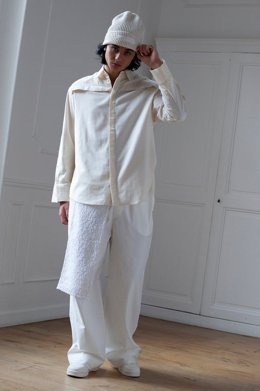 ZERO WASTE white tweed vertical panel