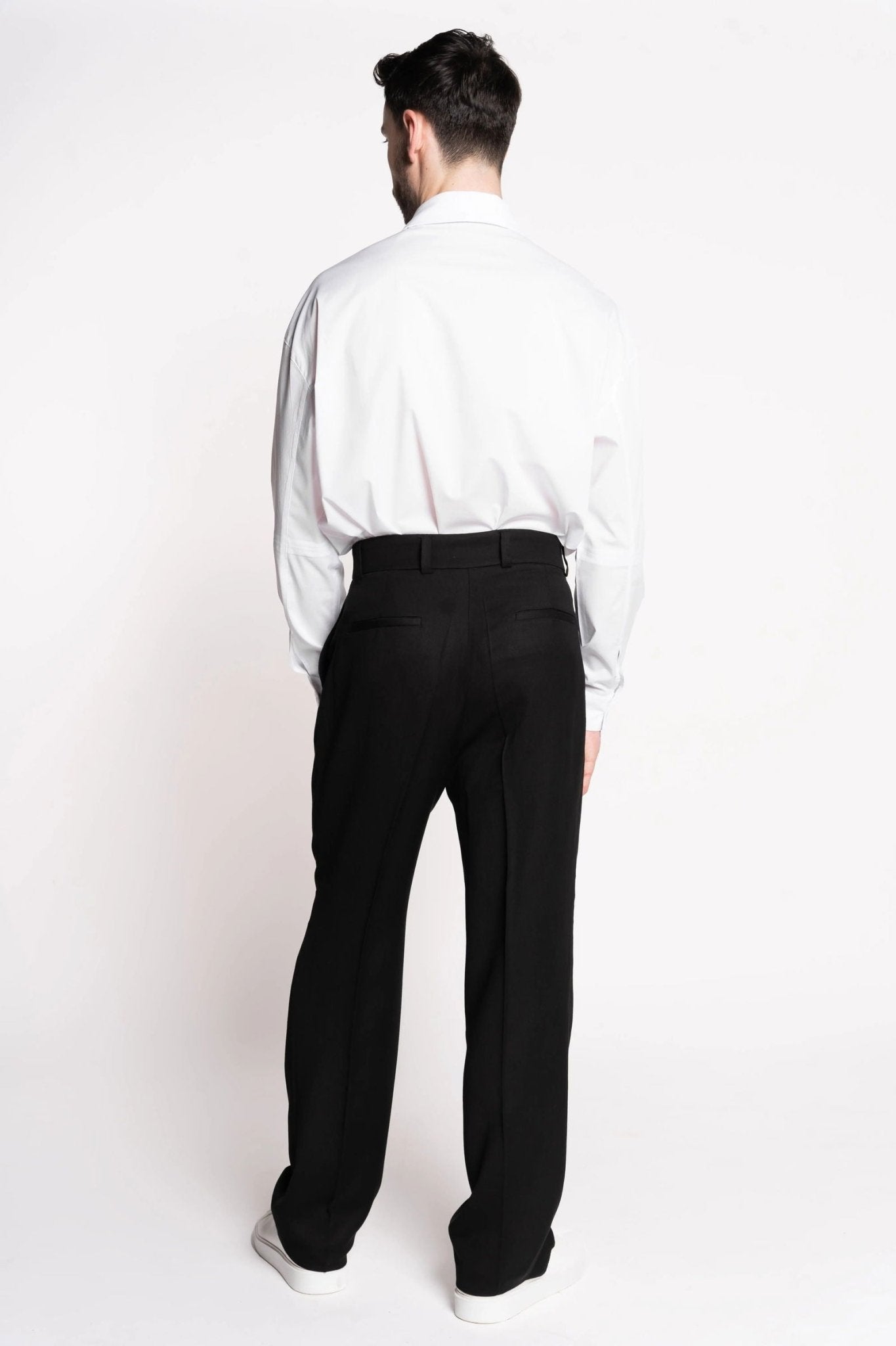 French - Made Thick Cold Wool Pleated High - Waisted Pants - Erverte Paris