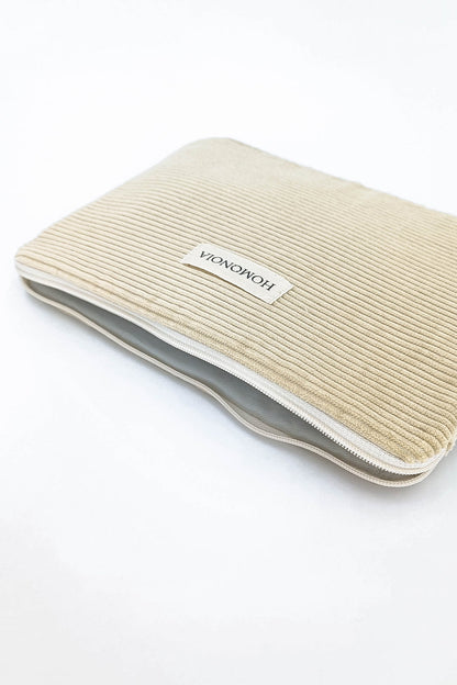 Frida beige ribbed velvet tablet cover