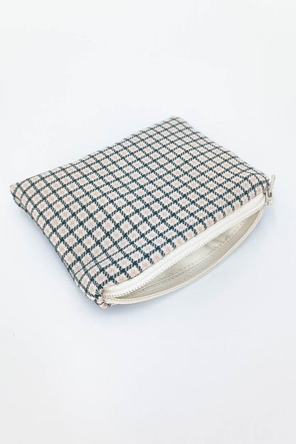 Clara green &amp; pink checkered purse