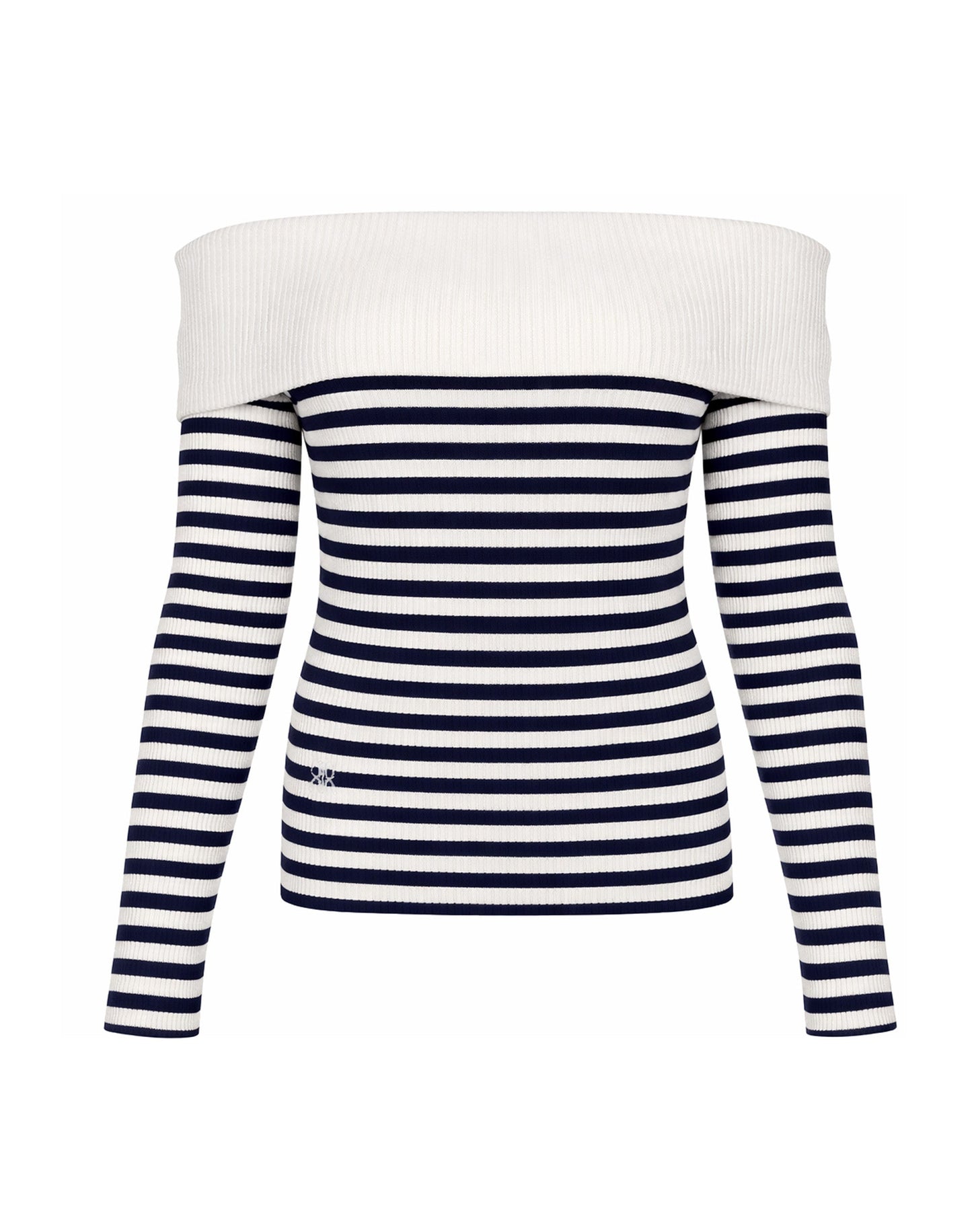 Pull Céphée en laine mérinos rayé écru et noir