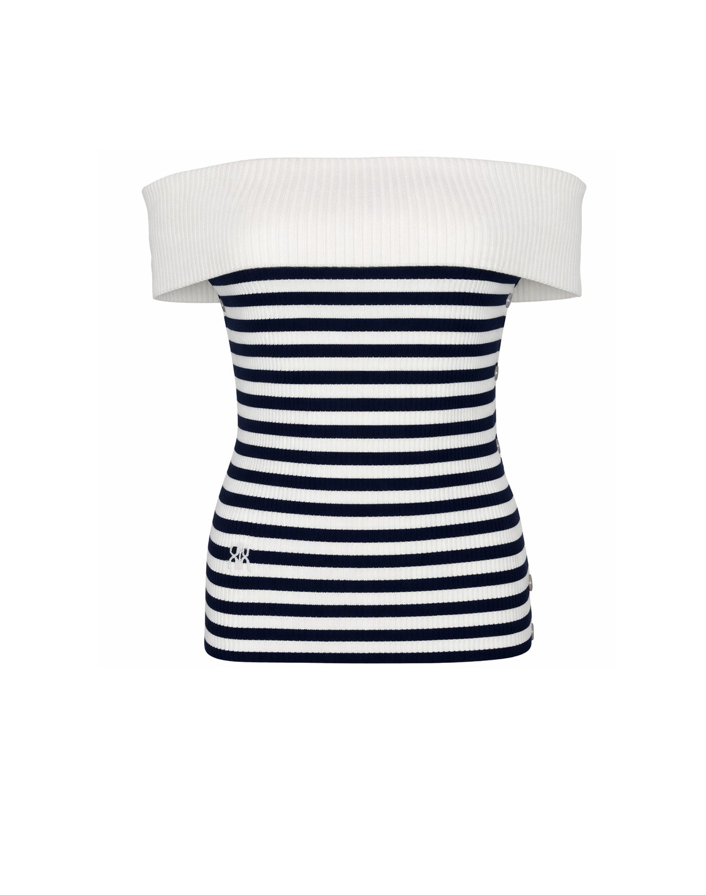 Pull Céphée en laine mérinos rayé écru et noir