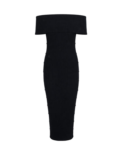 Robe Céphée en laine mérinos noire