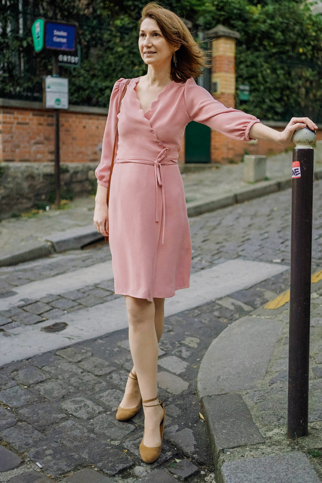 Sofia dress - old pink - upcycled viscose - made in France