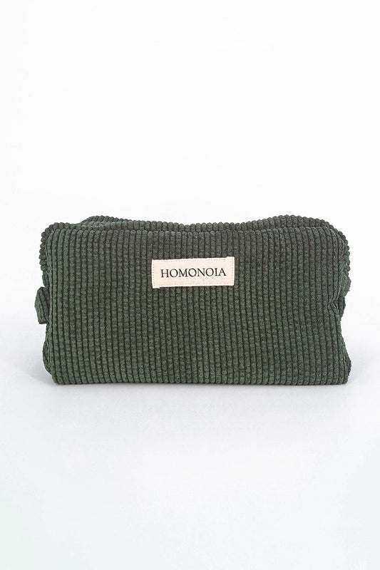 Trousse de toilette velours côtelé vert forêt