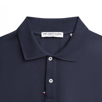 Navy Organic Cotton Polo – Made in France