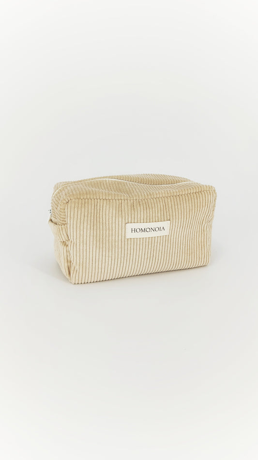 Trousse de toilette velours côtelé beige