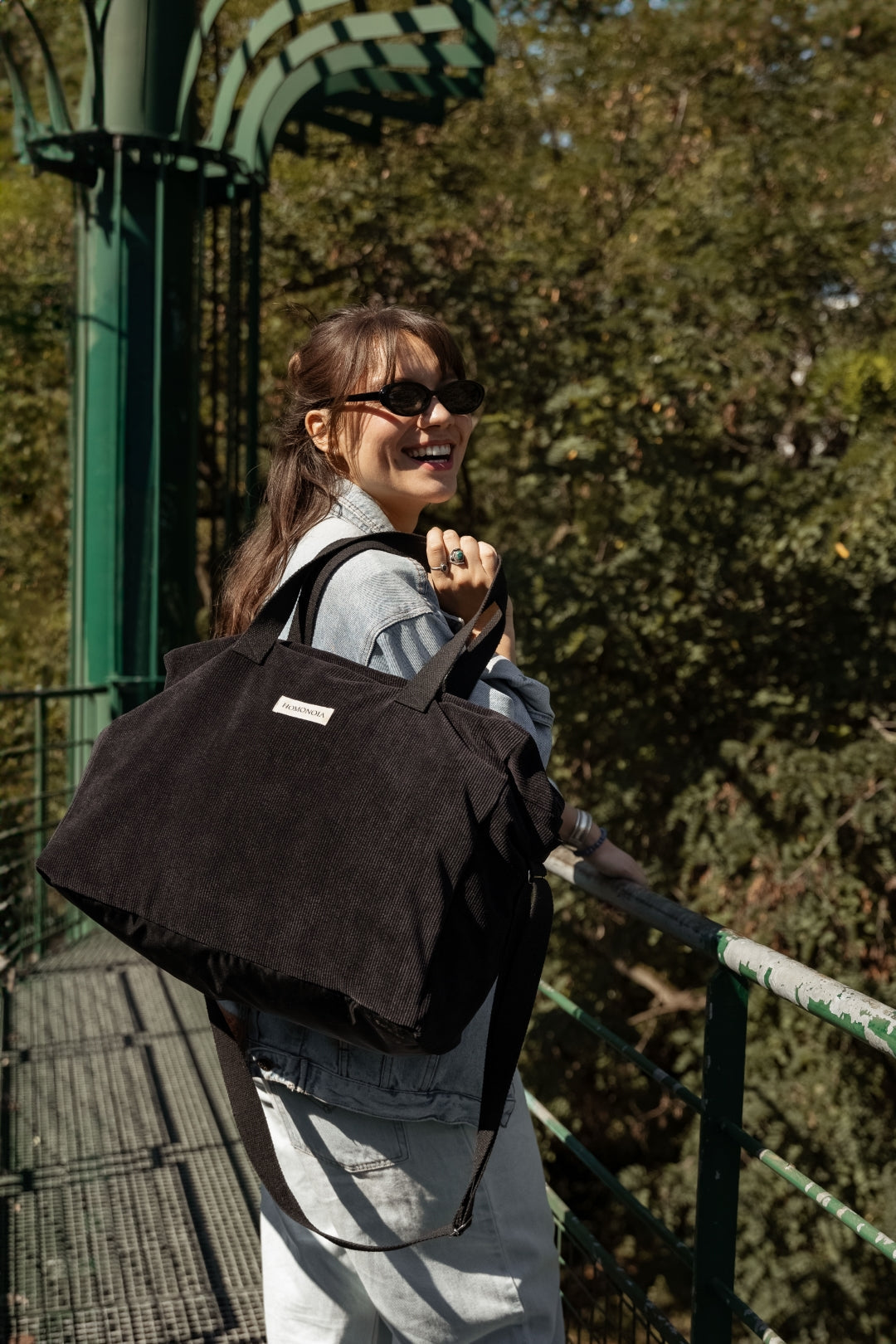 Sac week-end Jeanne velours cotelé noir