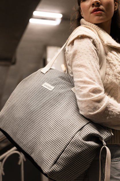 Sac week-end Jeanne vichy noir & blanc