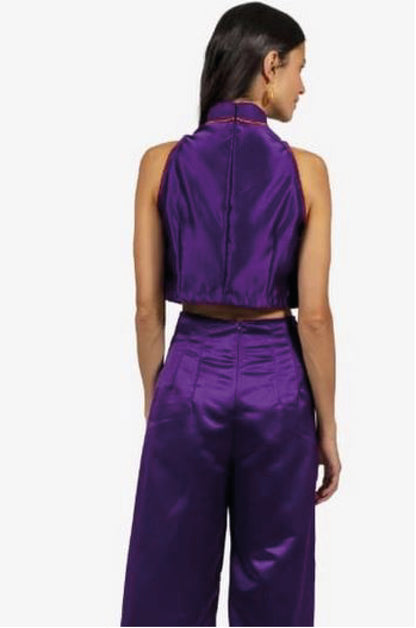 Suzette Crop Top - Satin Purple