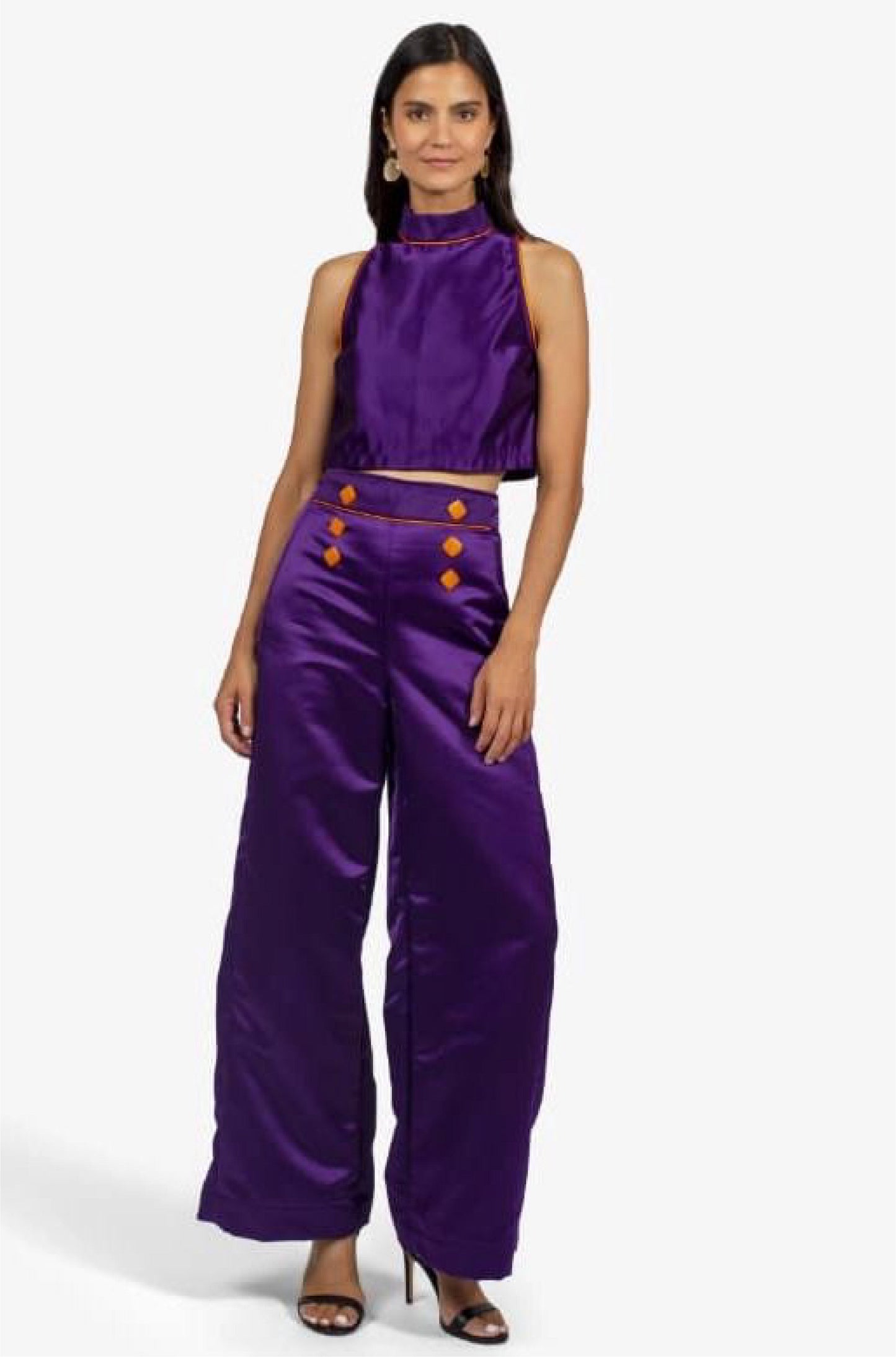 Suzette Crop Top - Satin Purple