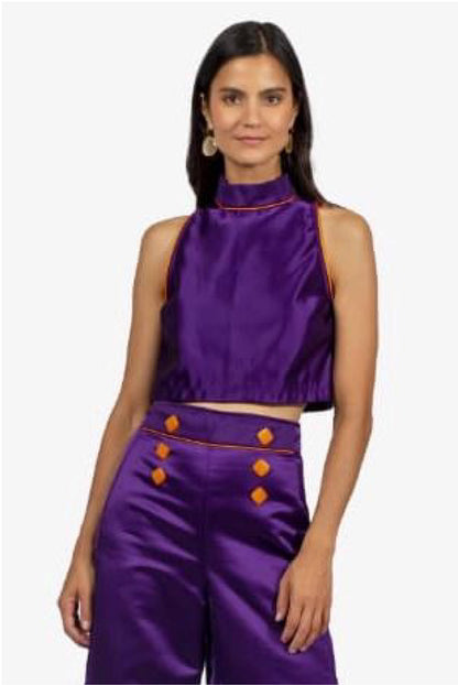 Suzette Crop Top - Satin Purple